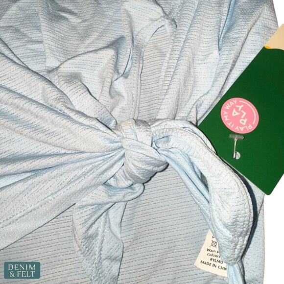 Halara Sheer Asymmetric Split Hem Cropped Running Top Blue Size Small NEW/NWT!! - Picture 6 of 10